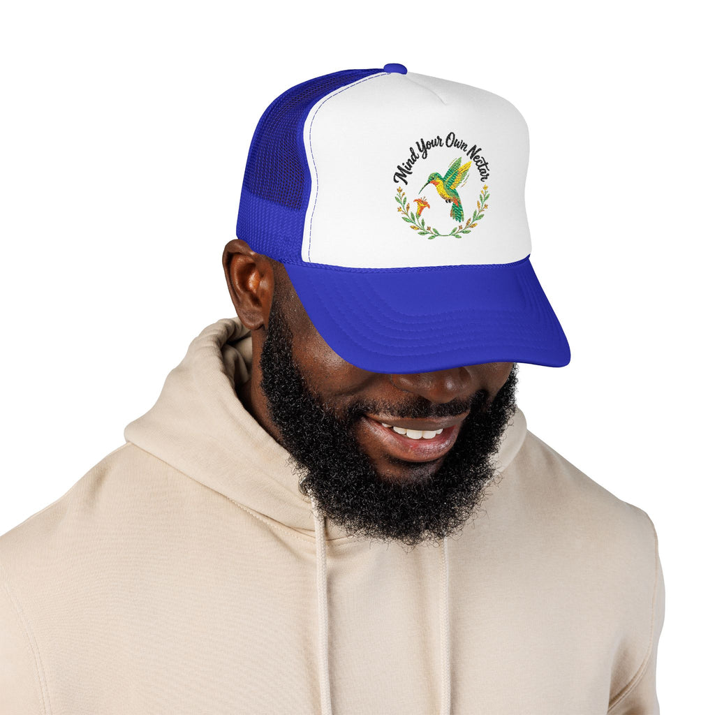 Mind Your Own Nector Trucker Hat — Hummingbird Floral Mesh Cap