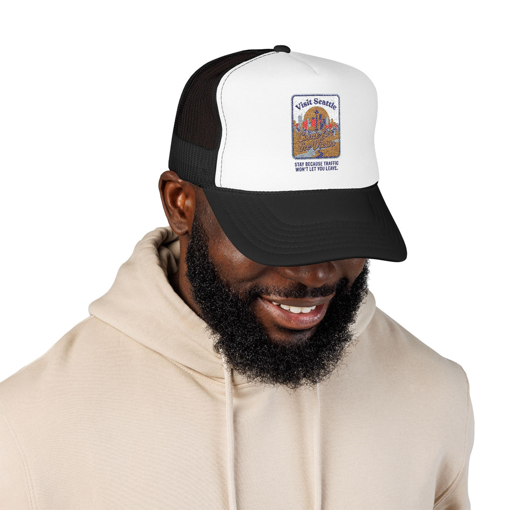 Vintage Desert Sunrise Trucker Hat — "Stay Somewhere" Embroidered Foam Cap