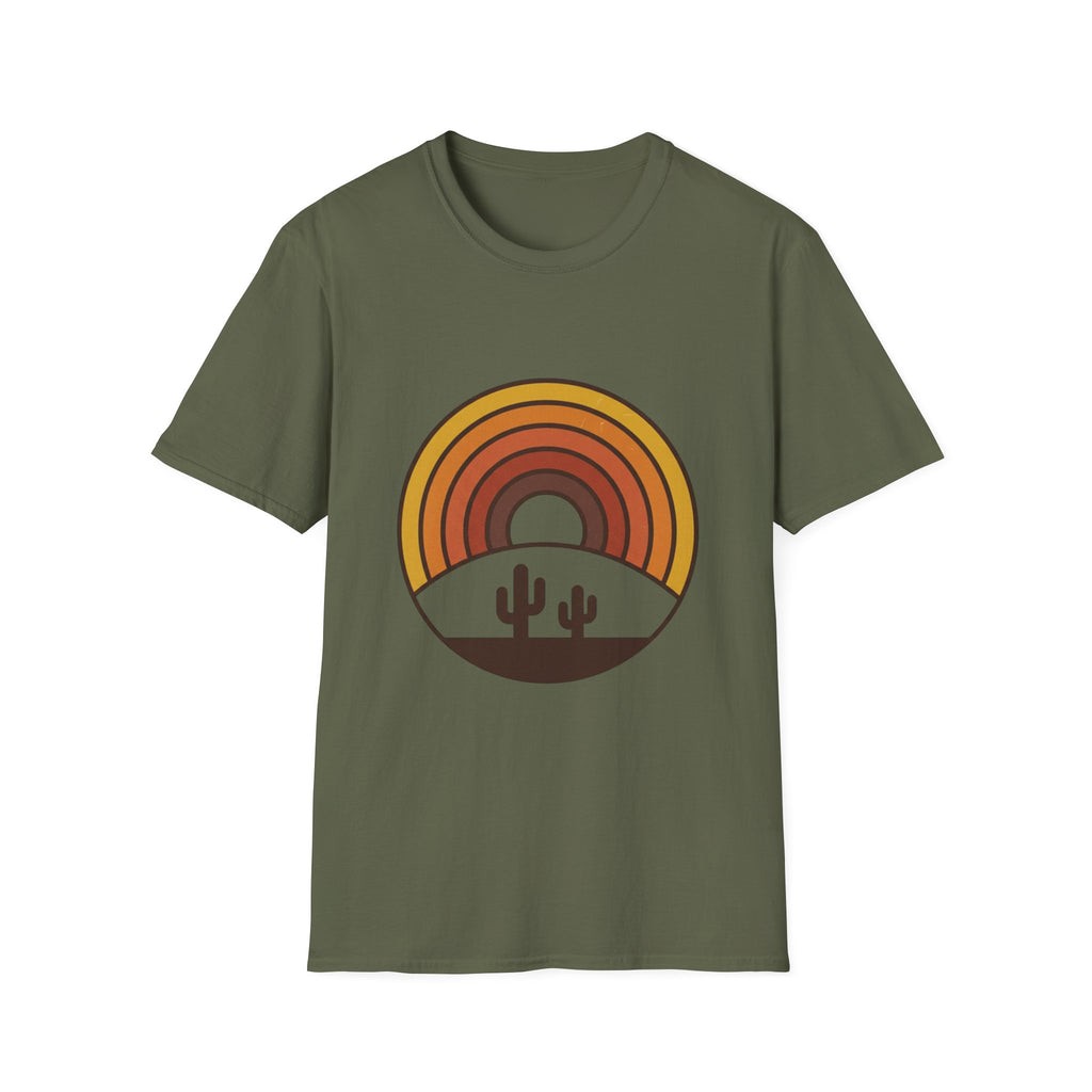 Retro Desert Rainbow T-Shirt — Cactus Sunset Graphic Tee