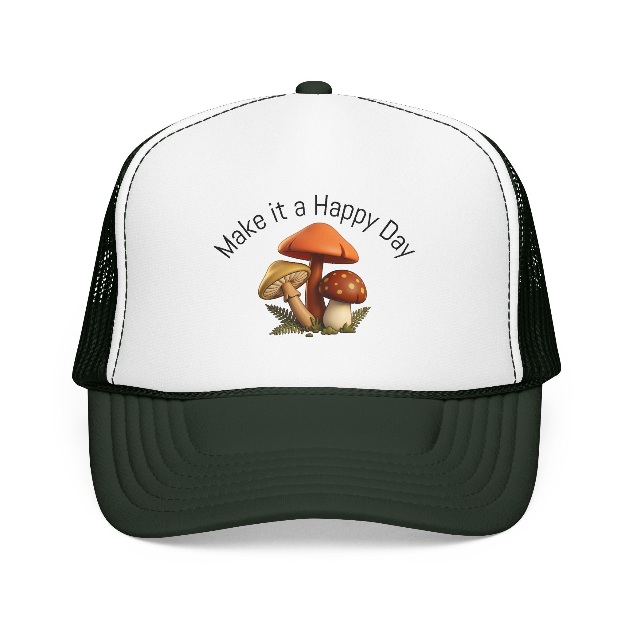 Mushroom "Make It a Happy Day" Trucker Hat