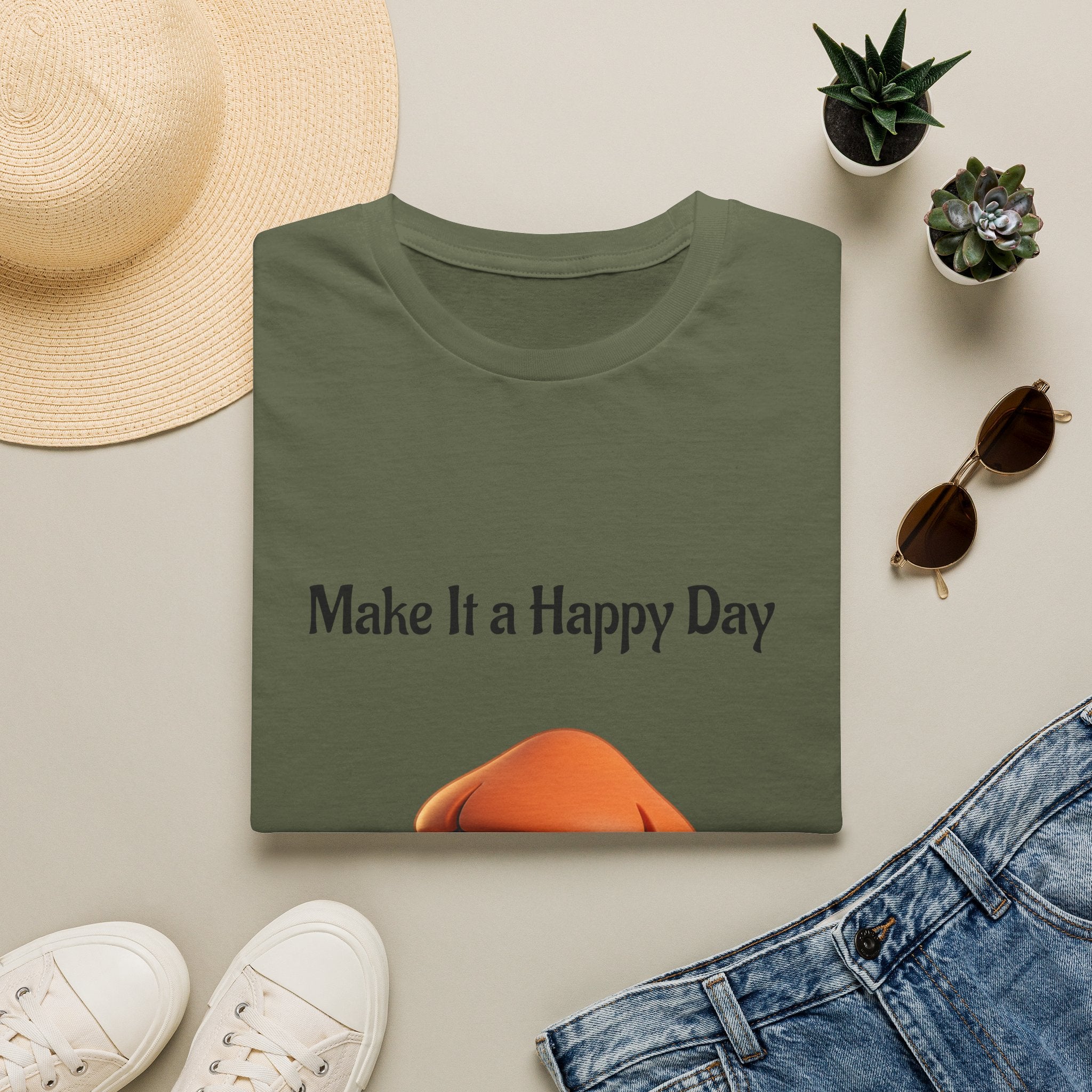 Mushroom Graphic Tee - "Make It a Happy Day" Positive Quote T-Shirt