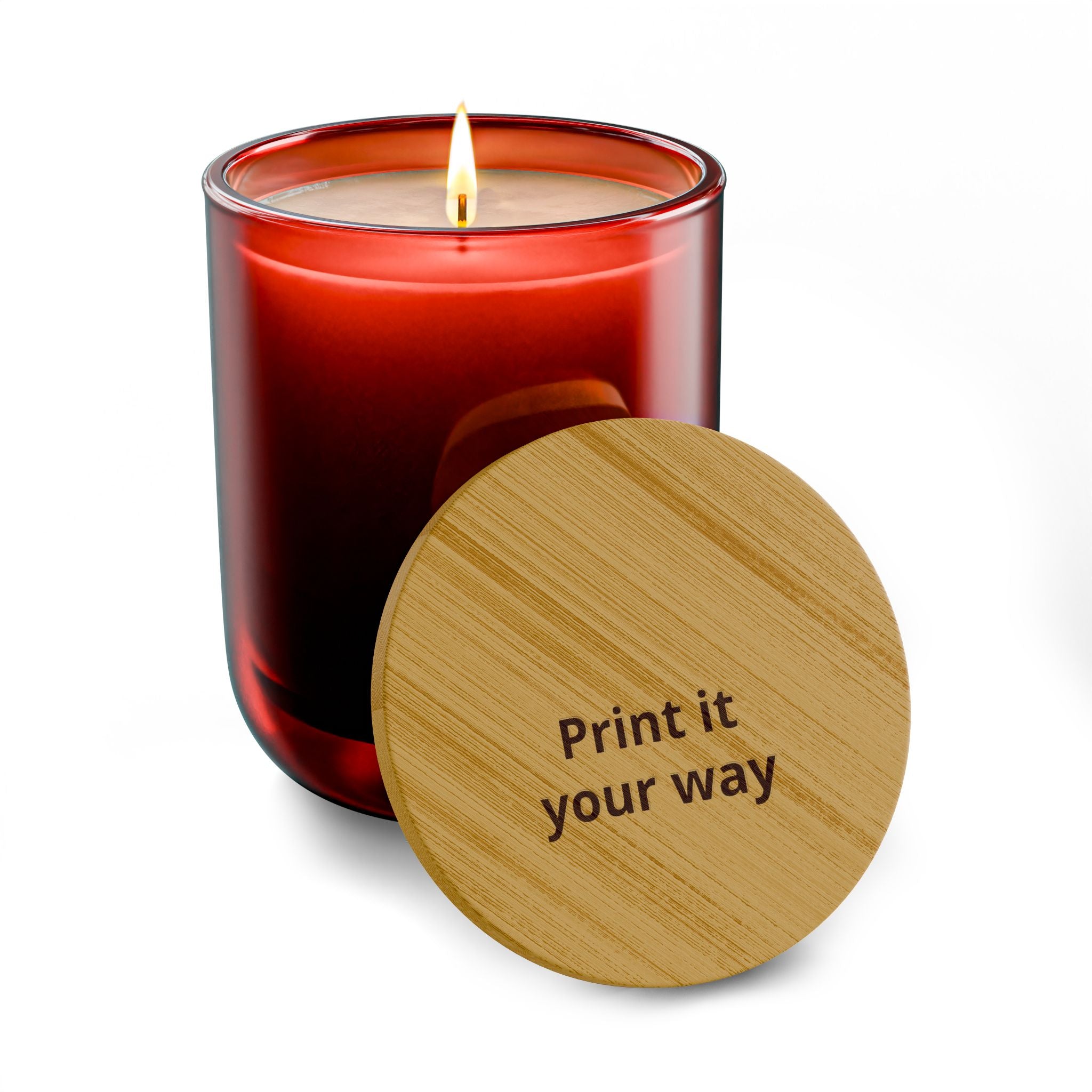 Engraved 14oz Scented Soy Candle — Custom Bamboo Lid (Print It Your Way)