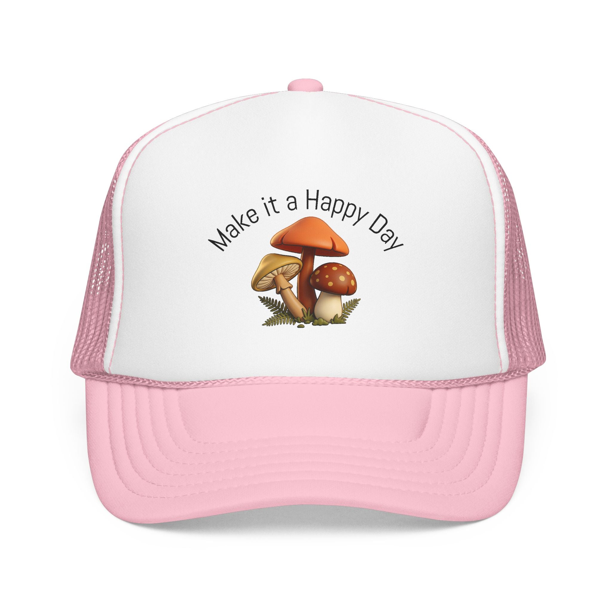 Mushroom "Make It a Happy Day" Trucker Hat