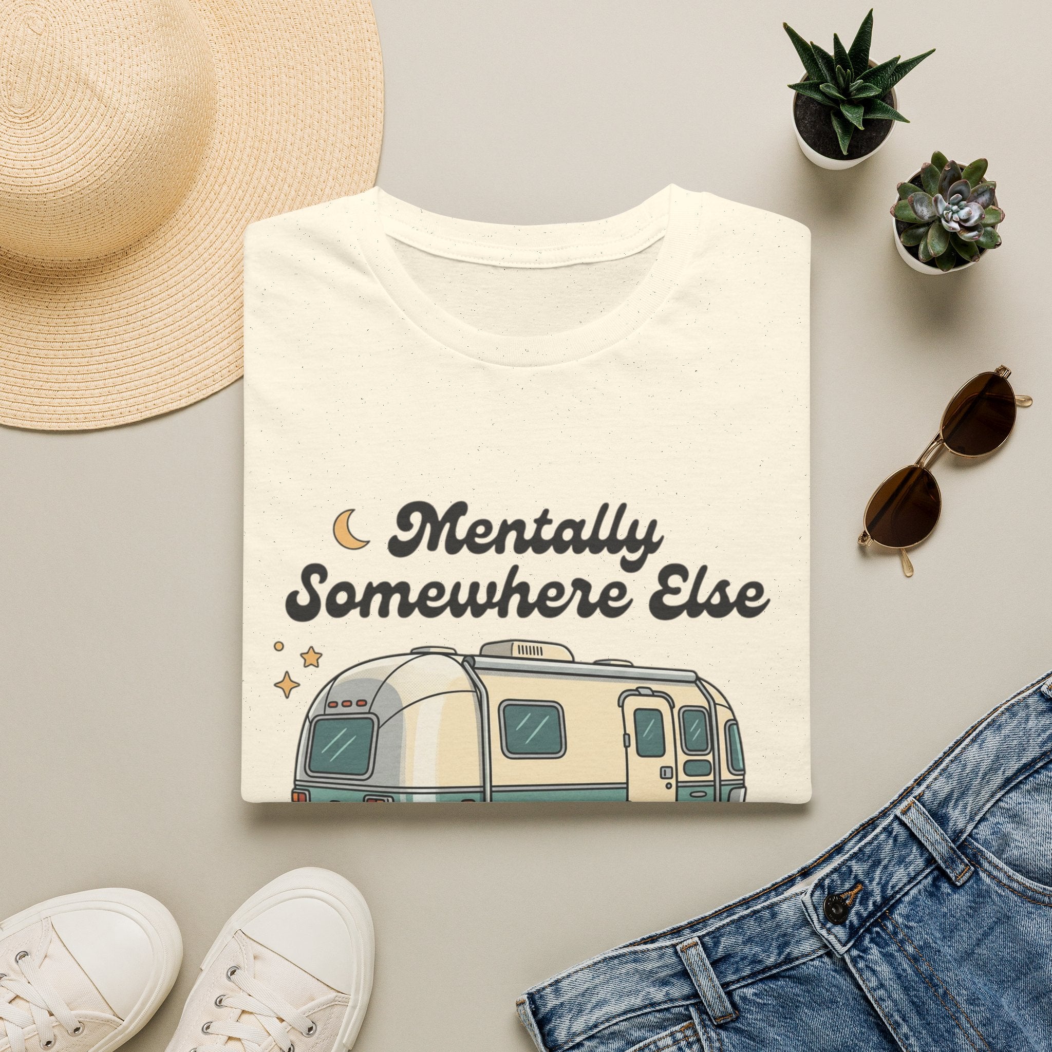 Mentally Somewhere Else Camper T-Shirt — Vintage Airstream RV Travel Tee