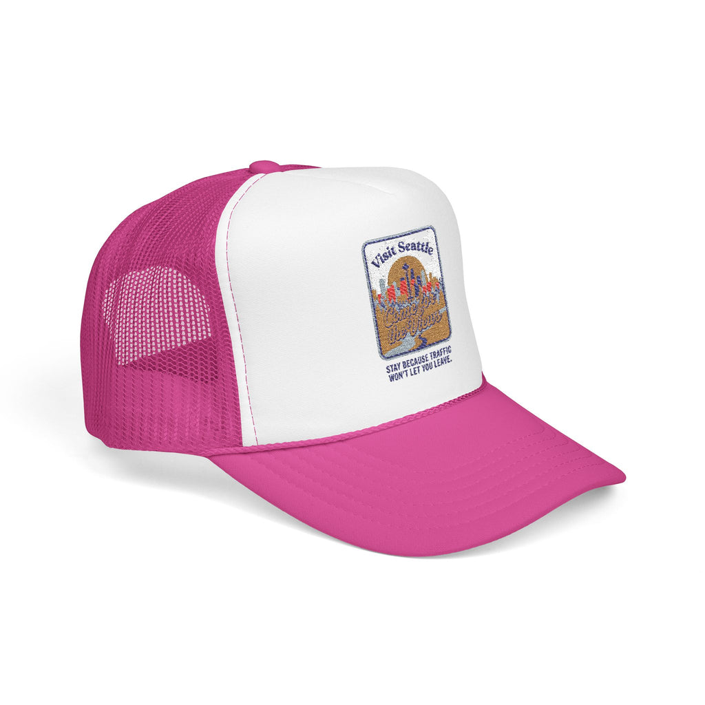 Vintage Desert Sunrise Trucker Hat — "Stay Somewhere" Embroidered Foam Cap