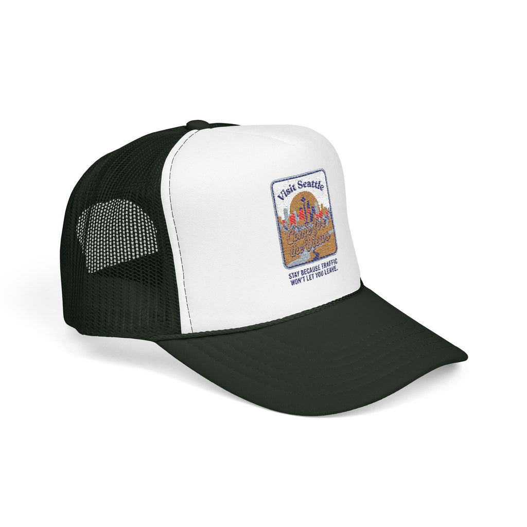 Vintage Desert Sunrise Trucker Hat — "Stay Somewhere" Embroidered Foam Cap