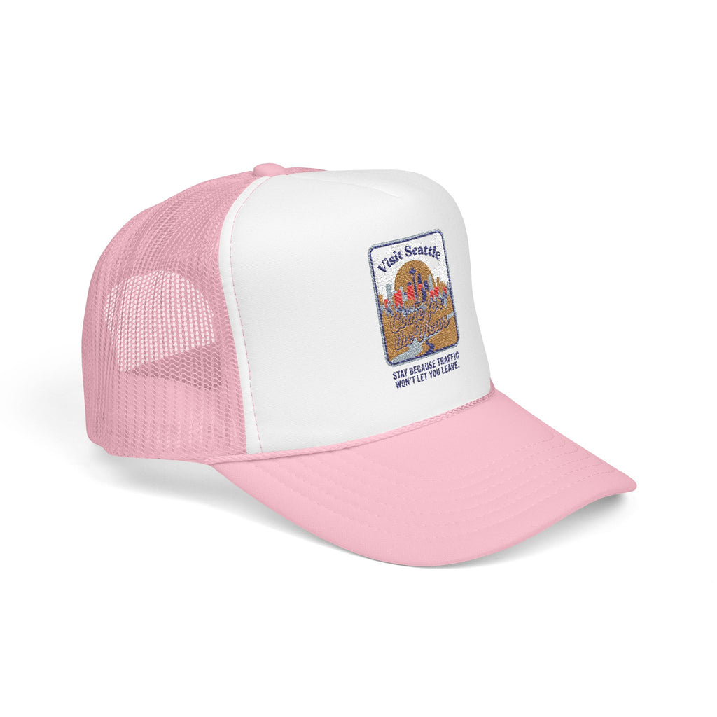 Vintage Desert Sunrise Trucker Hat — "Stay Somewhere" Embroidered Foam Cap